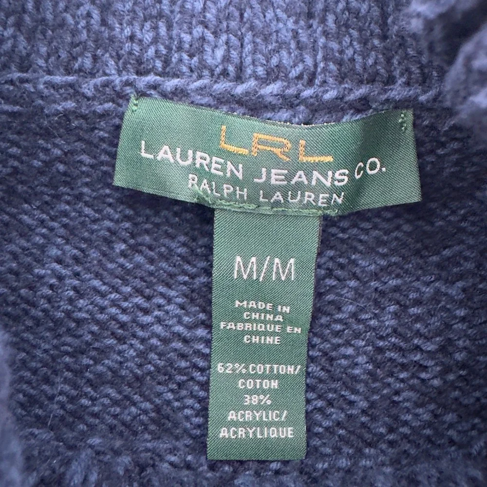 Lauren Jeans Co Ralph‎ Lauren Cowl Neck Sweater Blue  Womens M Prep Coastal lUX